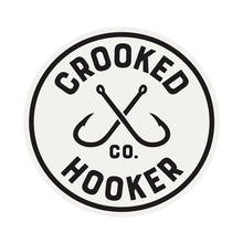 Load image into Gallery viewer, Crooked Hooker Vinyl Sticker – 3&quot; Circle, White
