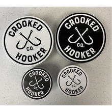 Load image into Gallery viewer, Crooked Hooker Vinyl Sticker – 5&quot; Circle, White
