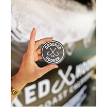 Load image into Gallery viewer, Crooked Hooker Vinyl Sticker – 3&quot; Circle, Black
